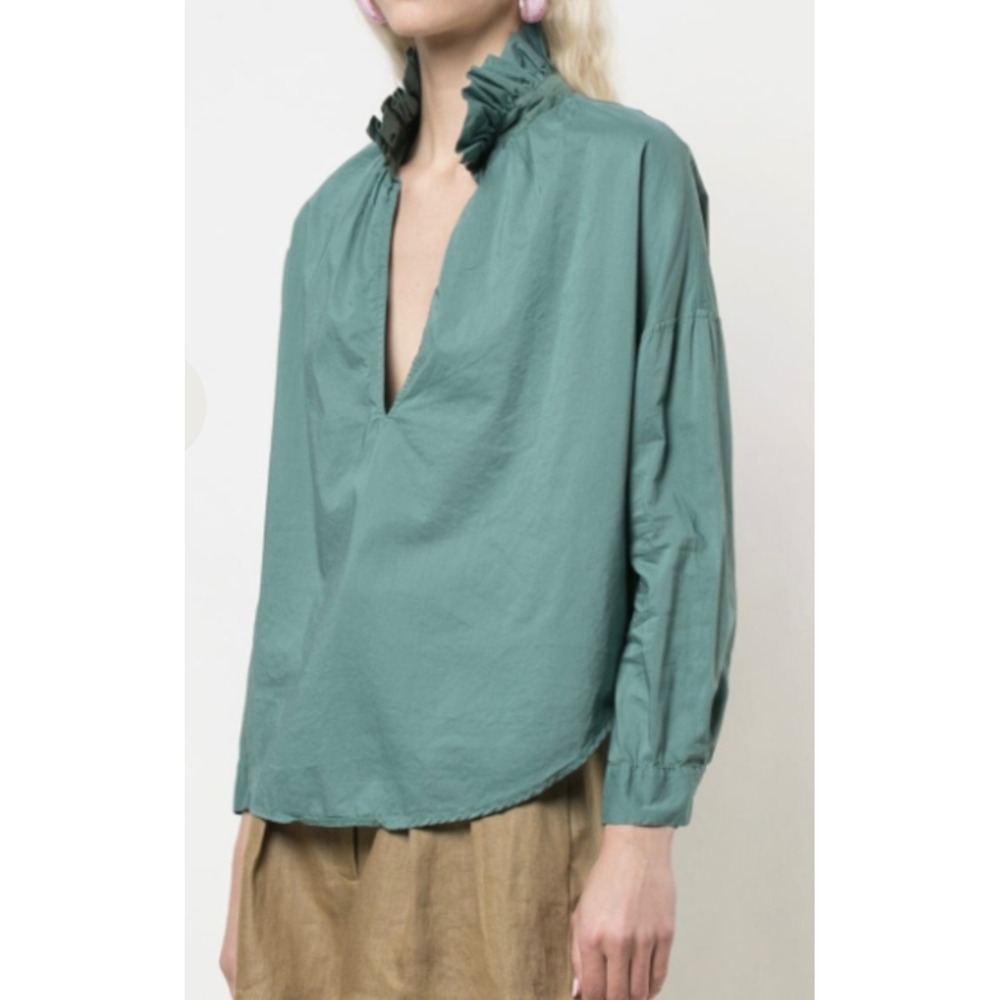 A Shirt Thing Penelope V-Neck Blouse Pine Green Small
